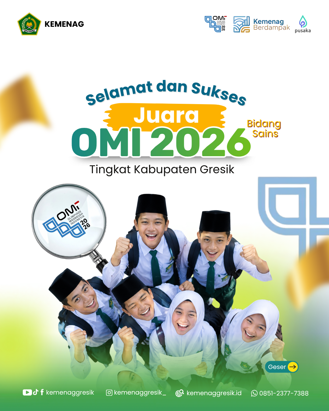 Pengumuman Juara OMI 2026, 33 Pelajar Terbaik Gresik Sabet Juara OMI 2026